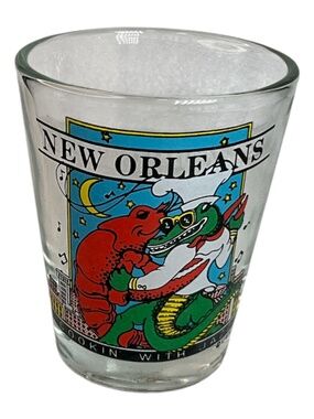 New Orleans Painted Decorated Souvenir Shot Glass Collectible Novelty Design